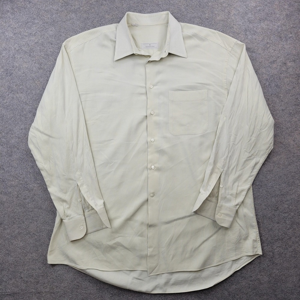 Zegna Dress Shirt Mens Large 17‎ Ermenegildo Stripe Classic Cotton Long Sleeve